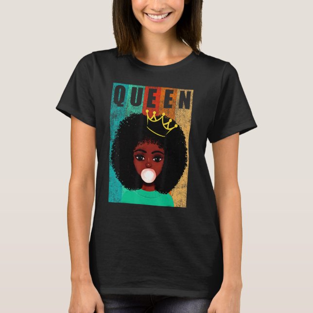Queen Black History Month Menlanin Afro African Pr T-Shirt (Front)