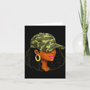 Queen Black Woman With Camo Cap Locs African Ameri Card