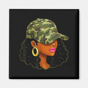 Queen Black Woman With Camo Cap Locs African Ameri Magnet