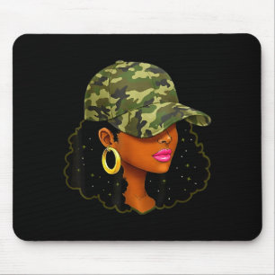 Queen Black Woman With Camo Cap Locs African Ameri Mouse Pad