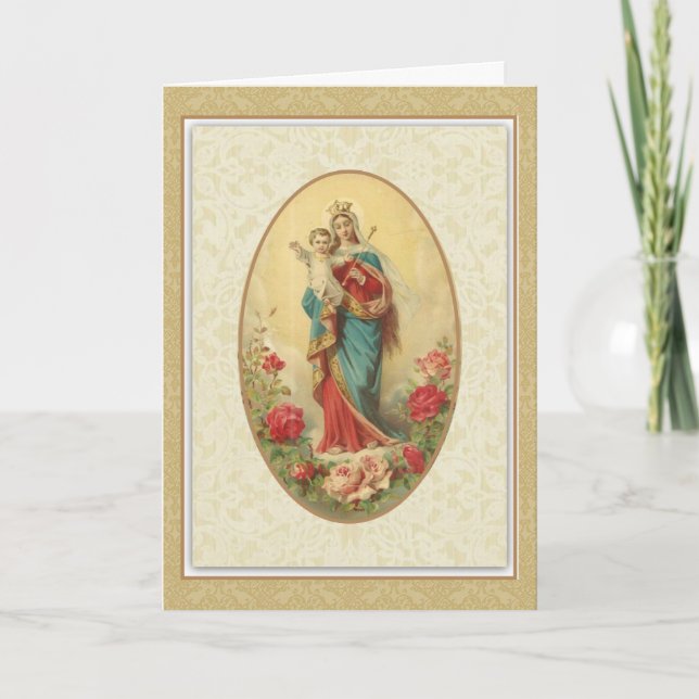 Queen Blessed Virgin Mary Baby Jesus Card (Front)