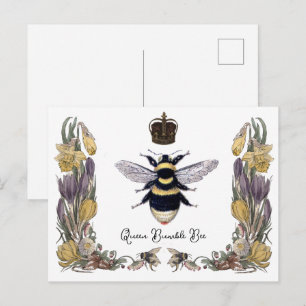 Queen Bumble Bee in Flower Frame Postcard