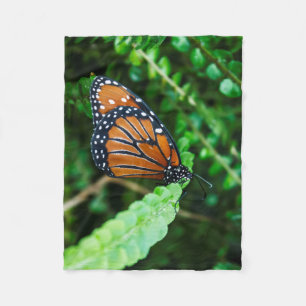 Queen Butterfly on Fern Fleece Blanket