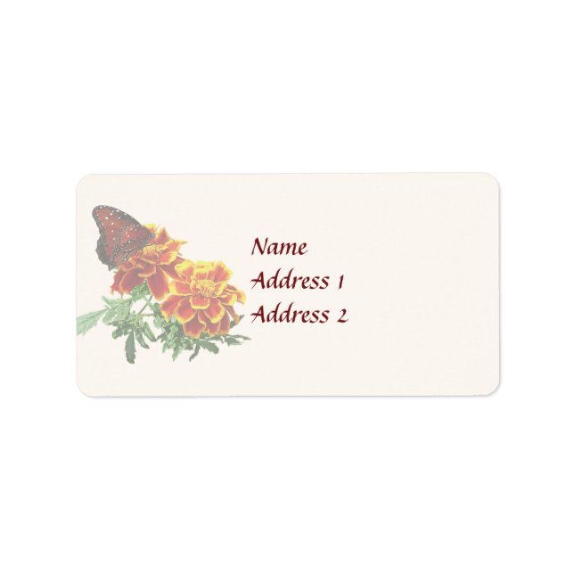 Queen Butterfly on Marigold Wedding Products Label (Front)