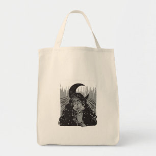 queen card art design moon tote bag