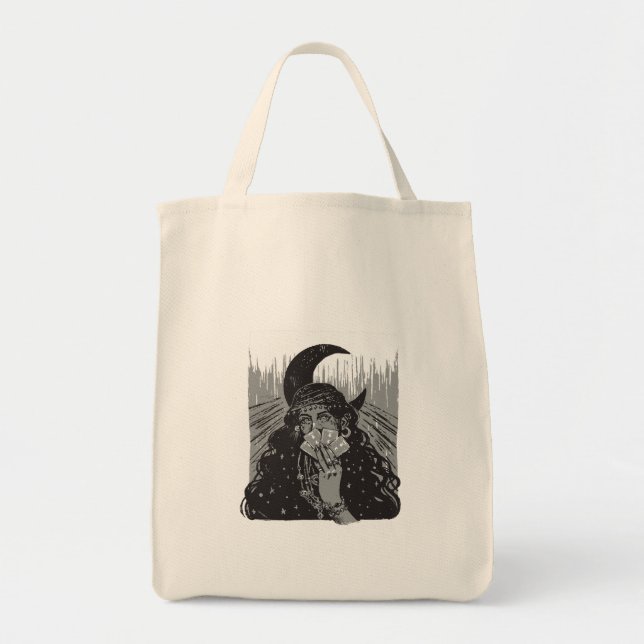 queen card art design moon  tote bag (Front)