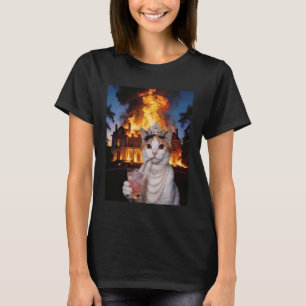 Queen Cat Mansion Fire Pearls Cocktail Drama Funny T-Shirt