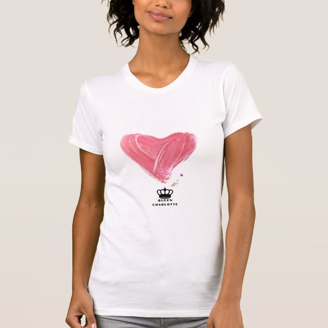 Queen Charlotte White `tee with Pink heart T-Shirt (Front)