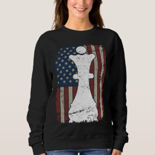 Queen Chess Piece USA Flag  Girl Ladies Womens Che Sweatshirt