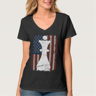 Queen Chess Piece USA Flag  Girl Ladies Womens Che T-Shirt