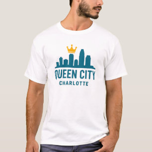 Queen City Charlotte Skyline Design – Crown Logo T-Shirt