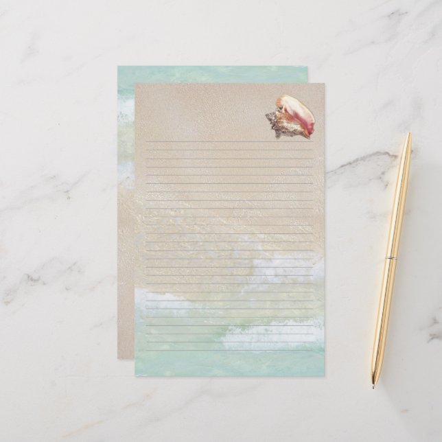 Queen Conch Shell Beach Sand Lined Writing Paper (Front/Back In Situ)