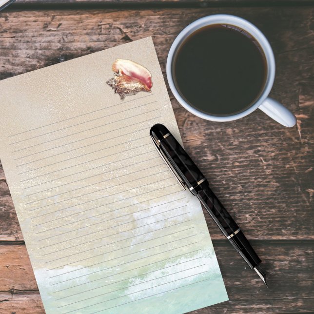 Queen Conch Shell Beach Sand Lined Writing Paper (Creator Uploaded)