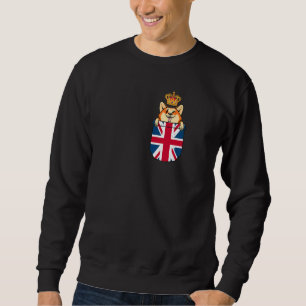 Queen Corgi Crown In Uk Flag Pocket Jubilee Sweatshirt