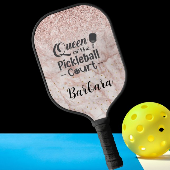Queen Court Glam Glit Rose Gold Name Pickleball Paddle (Creator Uploaded)