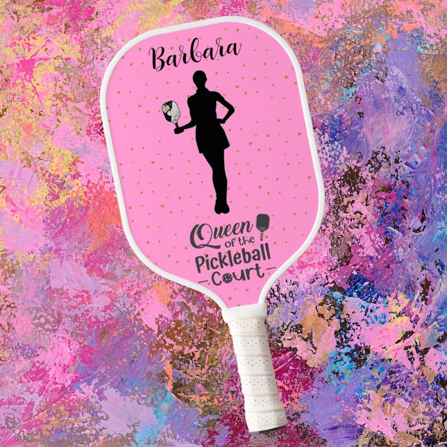 Queen Court Sparkle Pink Name  Pickleball Paddle (Creator Uploaded)