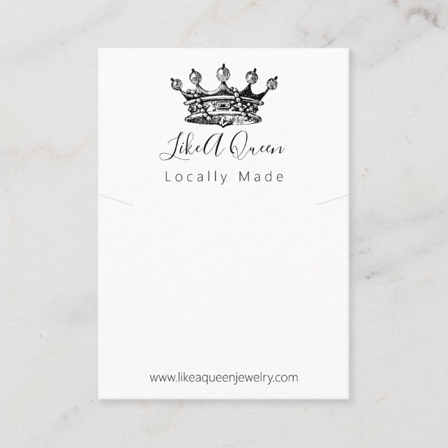 Queen Crown Handmade Jewellery Necklace Pendant Business Card (Front)