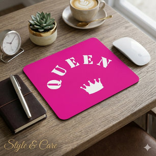 QUEEN Crown Script Graphic Modern Royal Look Mouse Pad