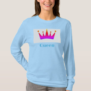 Queen Custom Text Crown Image Light Blue Long Slee T-Shirt