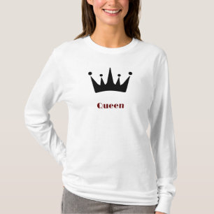 Queen Custom Text Crown Image White Long Sleeve  T-Shirt
