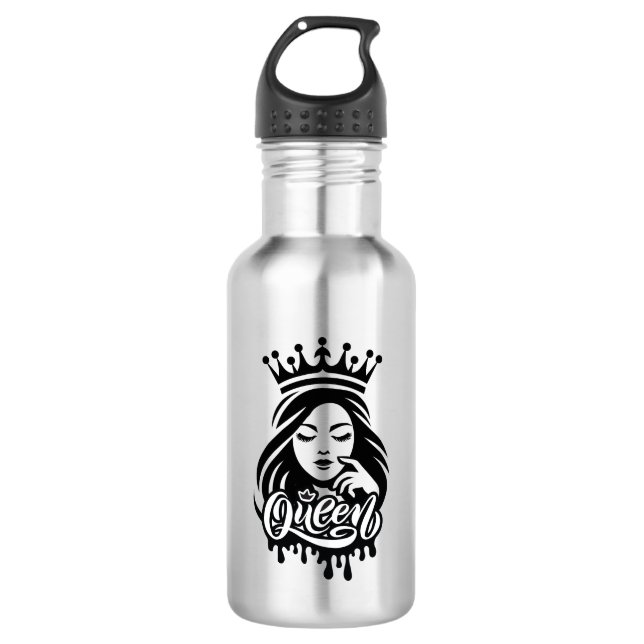 Queen Design – Elegant Royal Crown 532 Ml Water Bottle (Front)