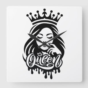 Queen Design – Elegant Royal Crown Square Wall Clock