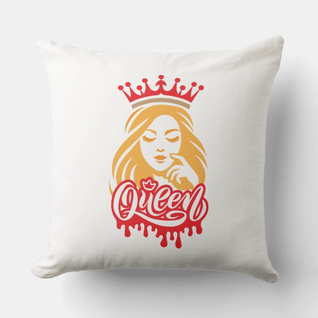 Queen Design – Elegant Royal Crown Typography for  Cushion (Front)