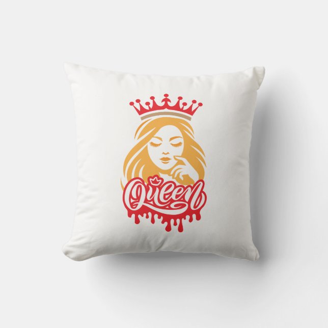 Queen Design – Elegant Royal Crown Typography for  Cushion (Front)