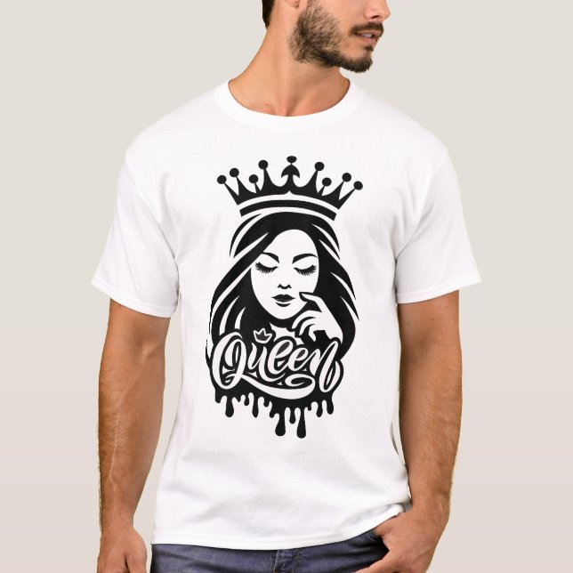 Queen Design – Elegant Royal Crown Typography for  T-Shirt (Front)
