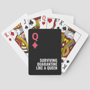Queen Diamonds Minimal Bold Surviving Quarantine  Playing Cards