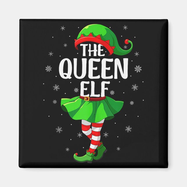 Queen Elf Christmas Girls Women Elf Squad Xmas Fam Magnet (Front)