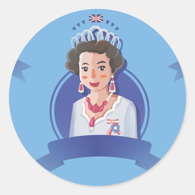 queen elizabeth 2 classic round sticker (Front)