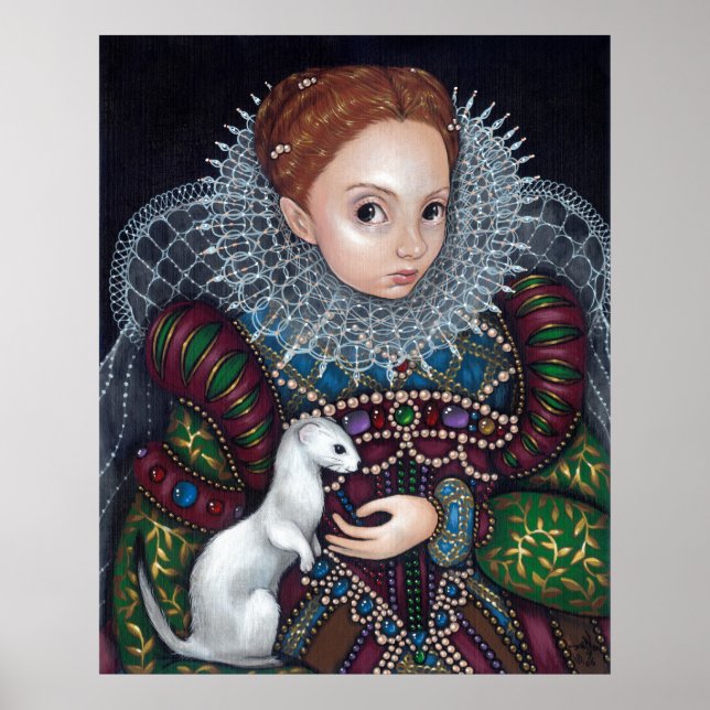 Queen Elizabeth and an Ermine Art Print tudor (Front)