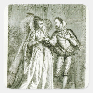 Queen Elizabeth and her Suitors Square Sticker