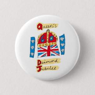 queen elizabeth diamond jubilee 2012 6 cm round badge