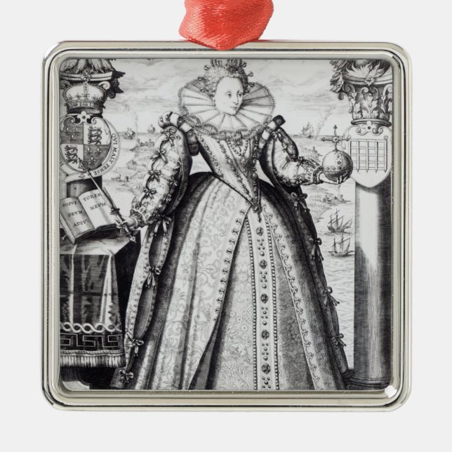 Queen Elizabeth I  1596 Metal Tree Decoration (Front)