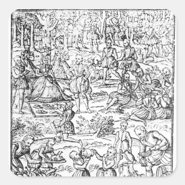 Queen Elizabeth I  at a Hunt Picnic Square Sticker (Front)