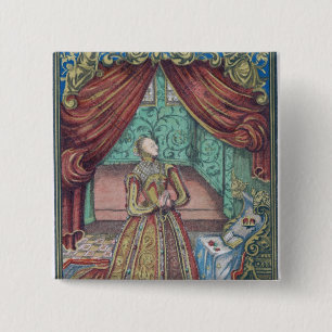 Queen Elizabeth I at Prayer, frontispiece 15 Cm Square Badge