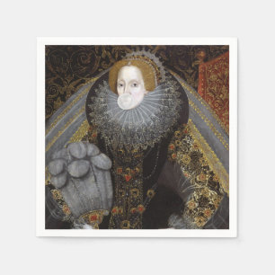 Queen Elizabeth I blowing a white bubble gum Napkin