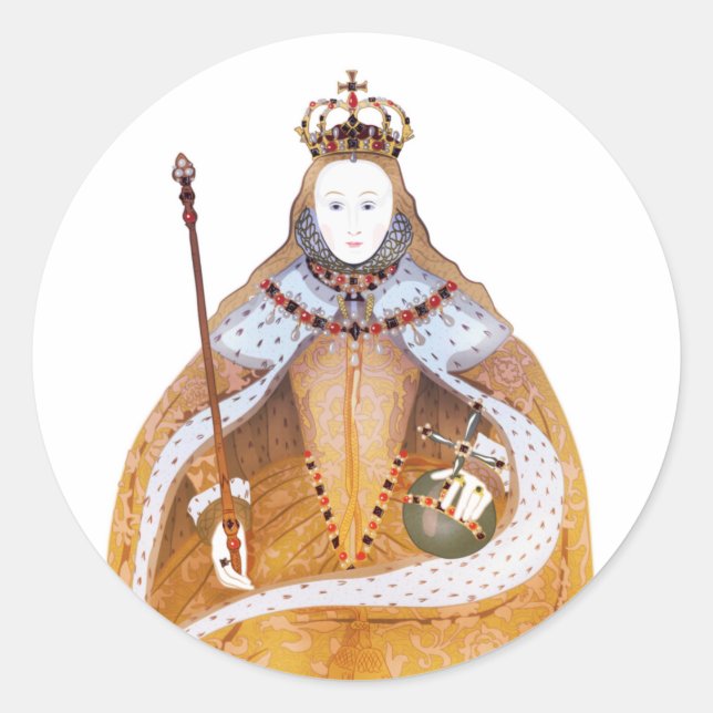 Queen Elizabeth I - historical illustration Classic Round Sticker (Front)