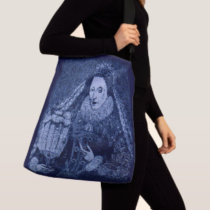 Queen Elizabeth I in blue print Crossbody Bag