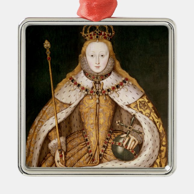 Queen Elizabeth I in Coronation Robes Metal Tree Decoration (Front)