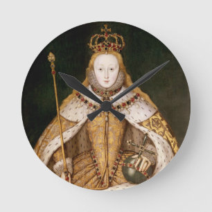 Queen Elizabeth I in Coronation Robes Round Clock