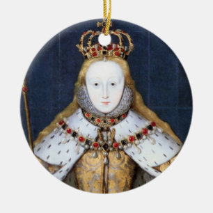 Queen Elizabeth I of England in Coronation Robe Ceramic Tree Decoration