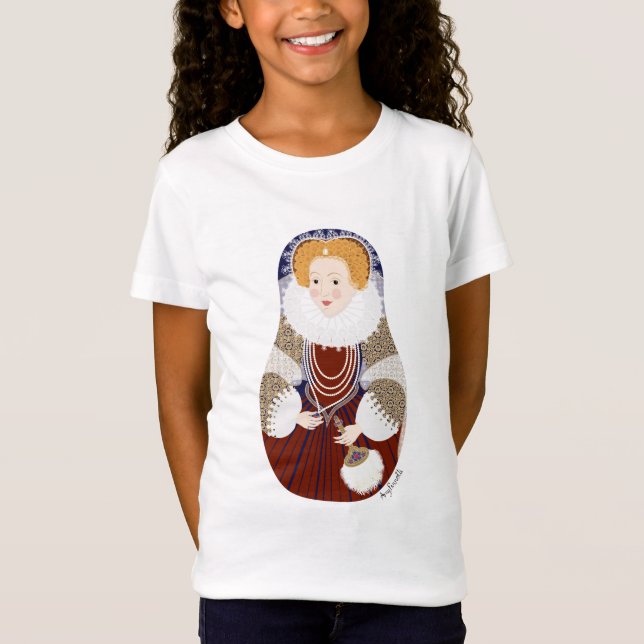 Queen Elizabeth I of England Matryoshka Girls' T-Shirt (Front)