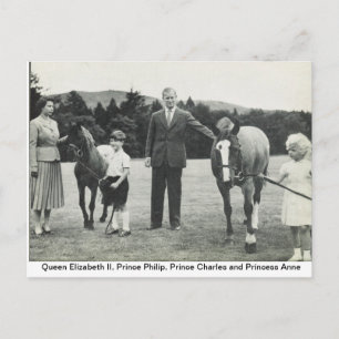 Queen Elizabeth II, Prince Philip, Charles, Anne Postcard