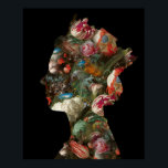 Queen Elizabeth II Silhouette Flowers Large Poster<br><div class="desc">A pop artwork of Queen Elizabeth II in silhouette with vintage floral design.</div>