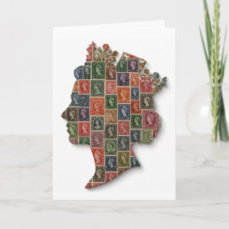Queen Elizabeth II Stamp Mosaic Silhouette Art Card