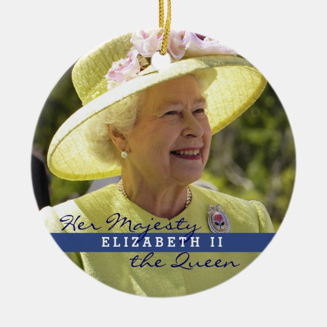 Queen Elizabeth of England Ceramic Tree Decoration (Front)