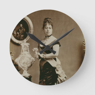 Queen Emma (1836-85) (sepia photograph) Round Clock